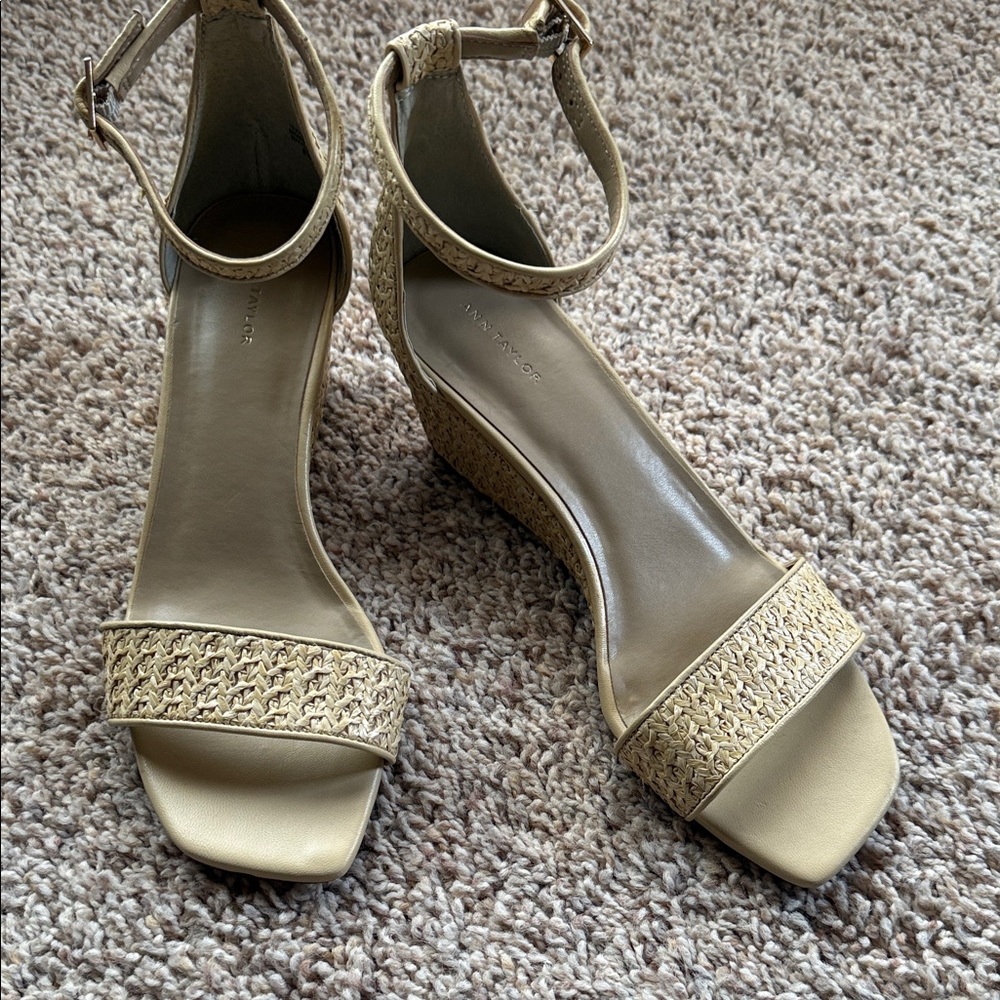 Ann Taylor Tan Wedge Sandals